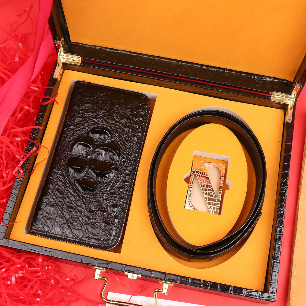 🎁Father's Day🎁Crocodile Leather Belt Wallet Gift Set