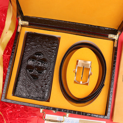 🎁Father's Day🎁Crocodile Leather Belt Wallet Gift Set