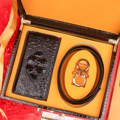 🎁Father's Day🎁Crocodile Leather Belt Wallet Gift Set