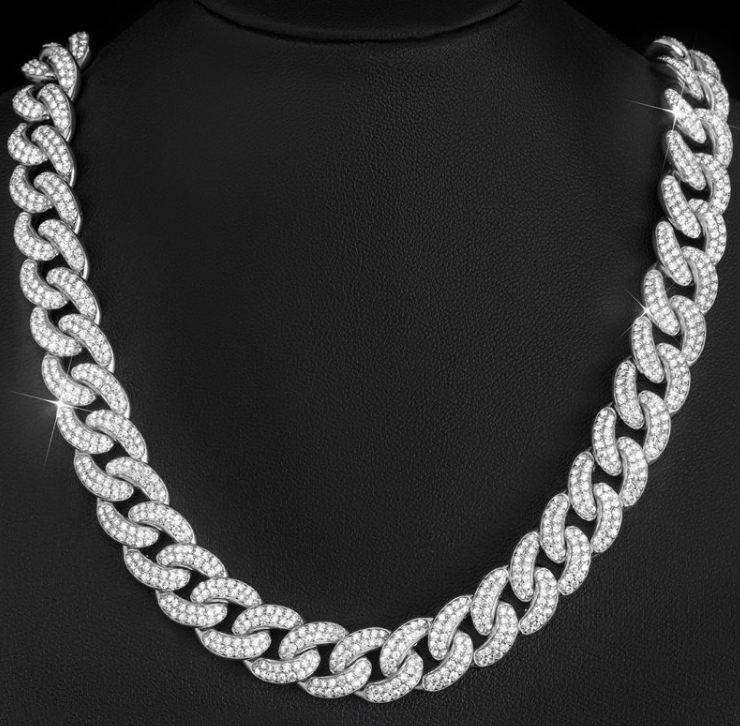 11mm Moissanite Miami Cuban Link Chain in S925 Silver