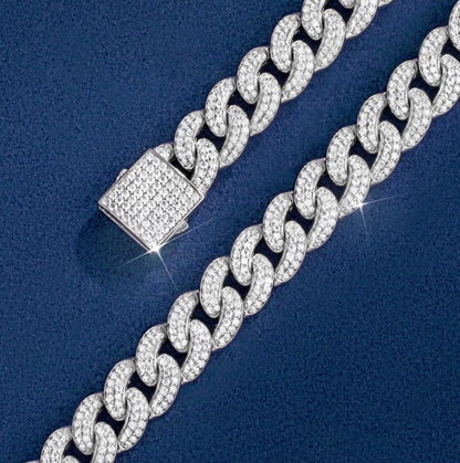 11mm Moissanite Miami Cuban Link Chain in S925 Silver