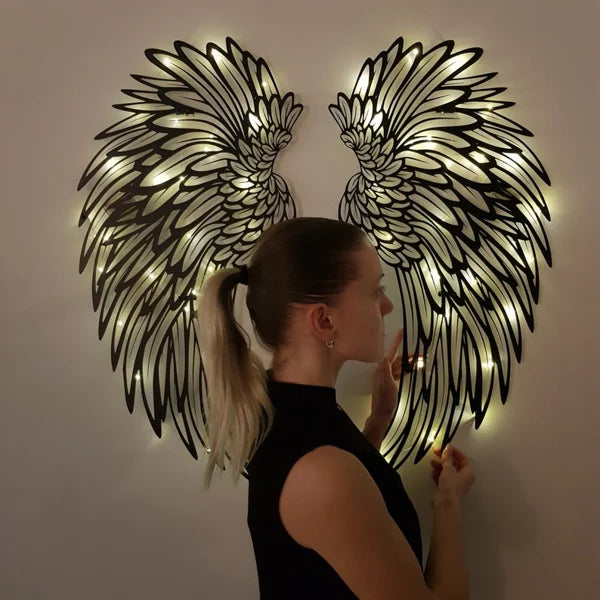 🔥50% OFF🔥 - 1 PAIR ANGEL WINGS METAL WALL ART WITH LED LIGHTS-🎁GIFT TO HER