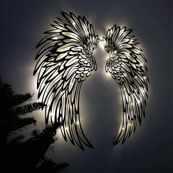 🔥50% OFF🔥 - 1 PAIR ANGEL WINGS METAL WALL ART WITH LED LIGHTS-🎁GIFT TO HER