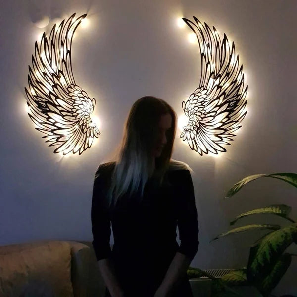 🔥50% OFF🔥 - 1 PAIR ANGEL WINGS METAL WALL ART WITH LED LIGHTS-🎁GIFT TO HER