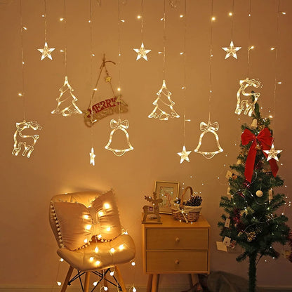 Christmas Tree Deer Bells String Lights