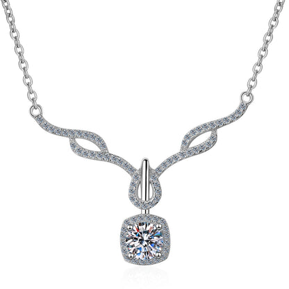 White Gold Moissanite Pendant Necklace For Women