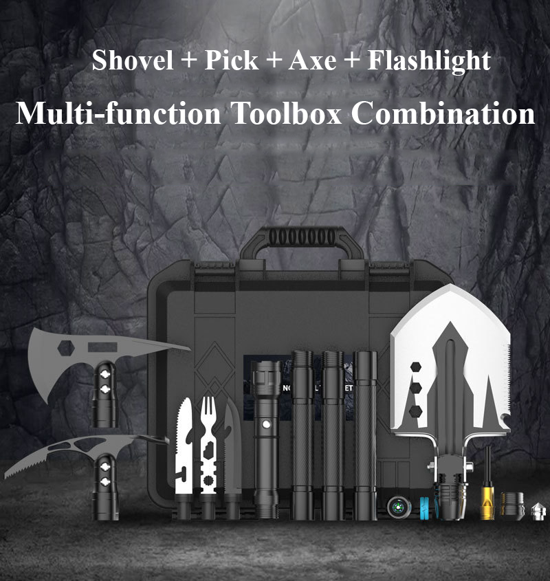 Multipurpose Shovel Axe Flashlight for Outdoor Tool Set