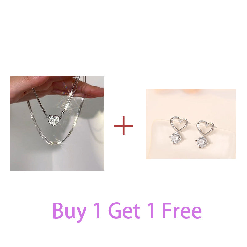 Mother's day promotion💖 50% off & Buy 1 Get 1 Free💖Soft Magnetic Heart Silver Necklace