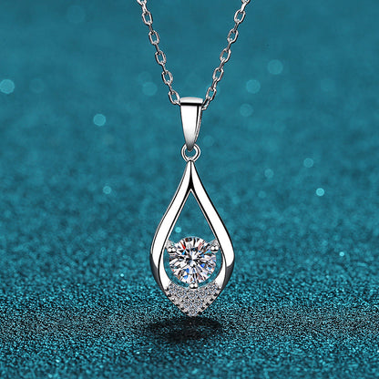 White Gold Moissanite Pendant Necklace Jewelry