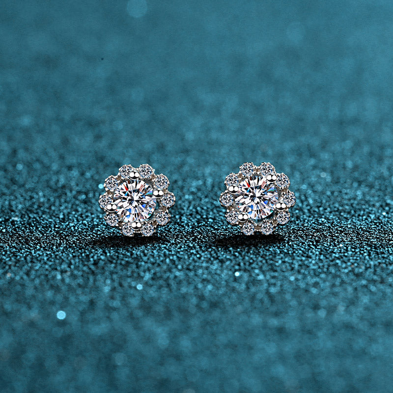 Moissanite Stud Earrings For Women Sterling Silver Sparkling Jewelry