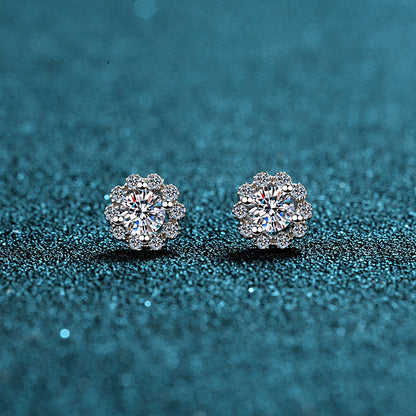 Moissanite Stud Earrings For Women Sterling Silver Sparkling Jewelry