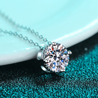 White Gold Real Moissanite Pendant Necklace For Women