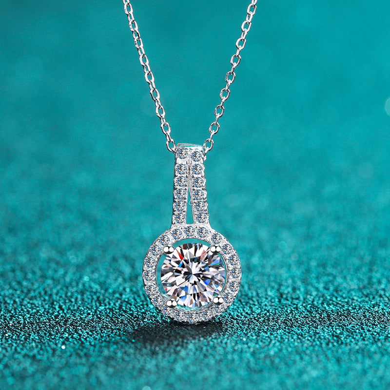 White Gold Moissanite Pendant Necklace For Women