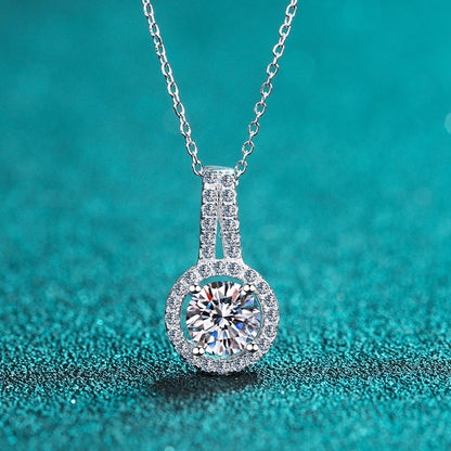 White Gold Moissanite Pendant Necklace For Women