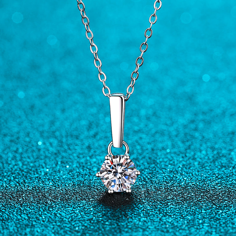 White Gold Moissanite Pendant Necklace For Women