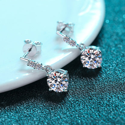 Ineffabe 1ct 2ct Real VVS1 D Color Moissanite Stud Earrings For Women White Gold 925 Sterling Silver Sparkling Wedding Jewelry