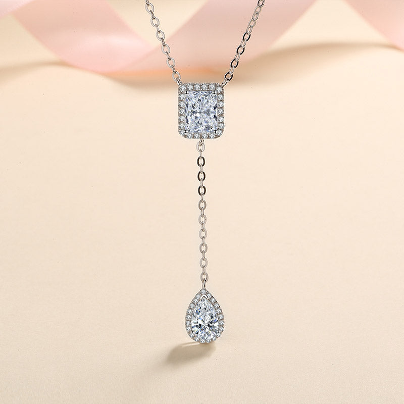 White Gold Moissanite Pendant Necklace For Women Jewelry