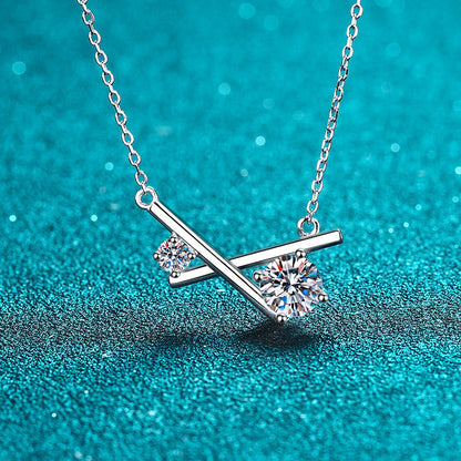 White Gold Moissanite Pendant Necklace For Women