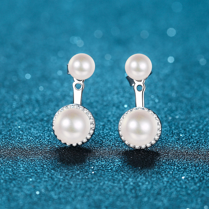 Freshwater Cultured Pearl Stud Earring Moissanite