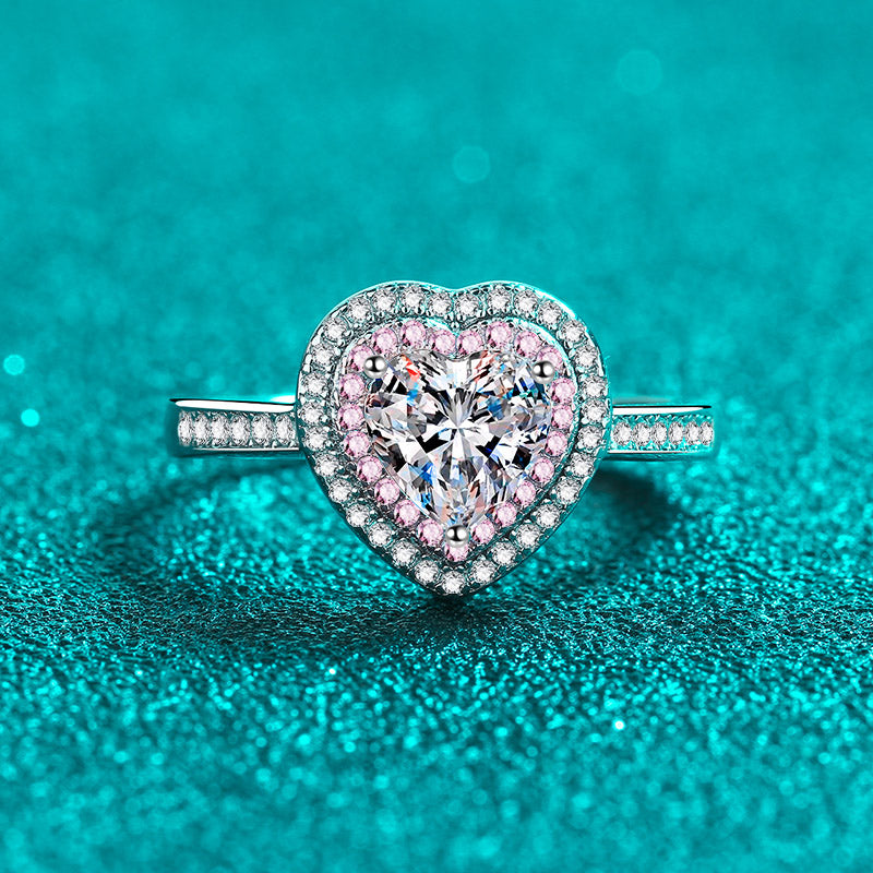 Heart Halo pink Ring