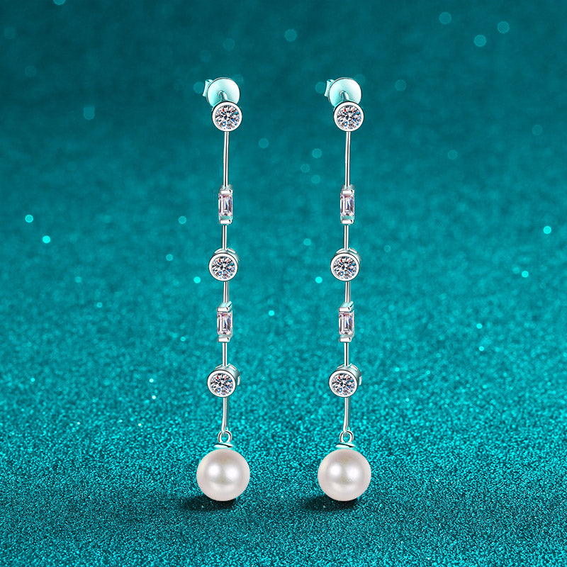 Cubic Moissanite and Pearl Drop Earring