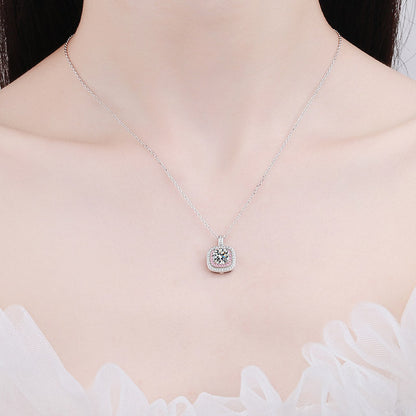 Moissanite Pendant Necklace For Women White Gold