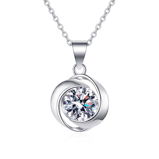 White Gold Moissanite Pendant Necklace For Women