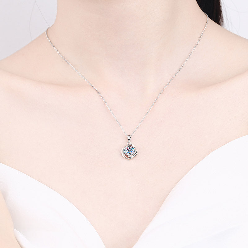 White Gold Moissanite Pendant Necklace For Women