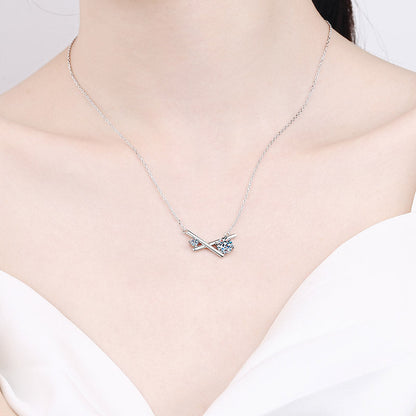 White Gold Moissanite Pendant Necklace For Women