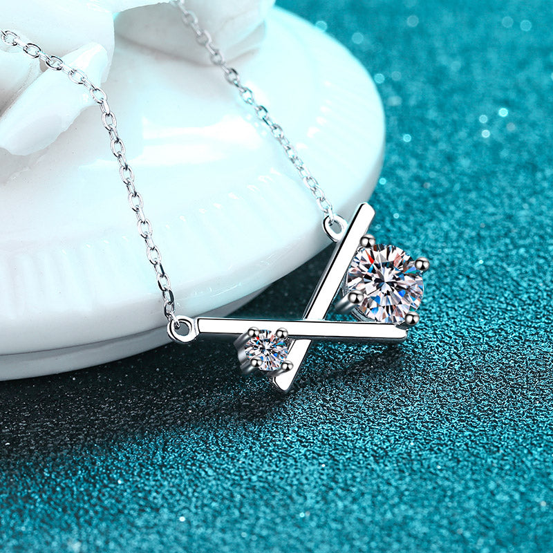 White Gold Moissanite Pendant Necklace For Women