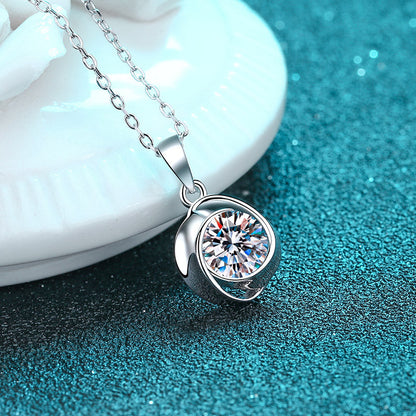 White Gold Moissanite Pendant Necklace For Women