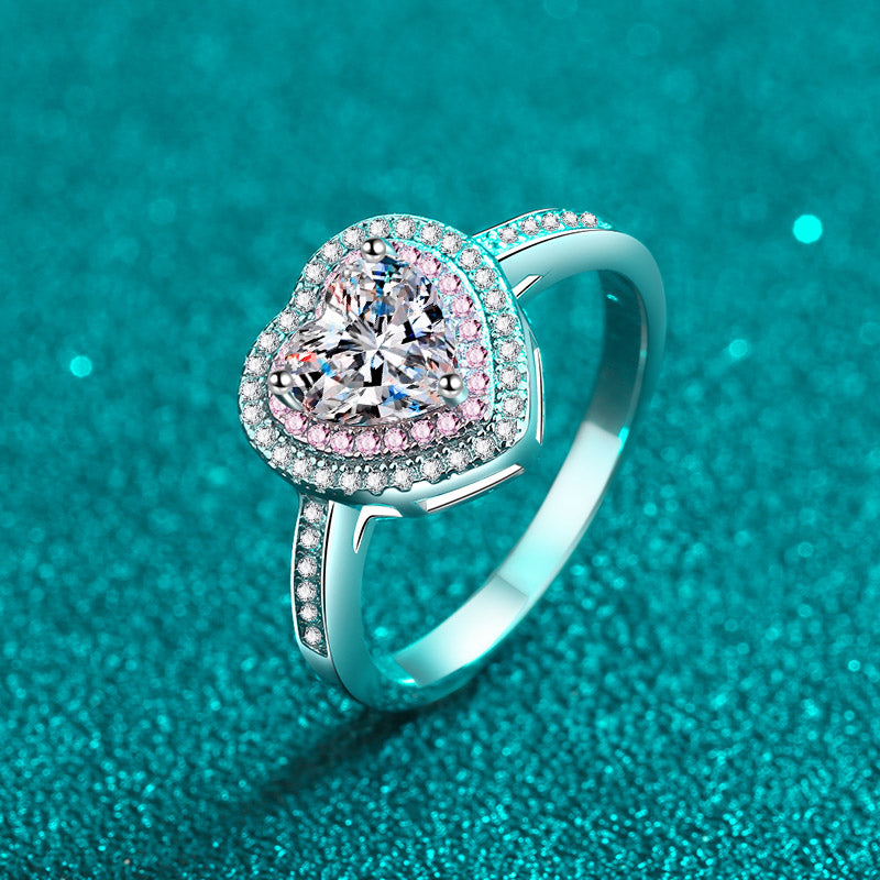 Heart Halo pink Ring