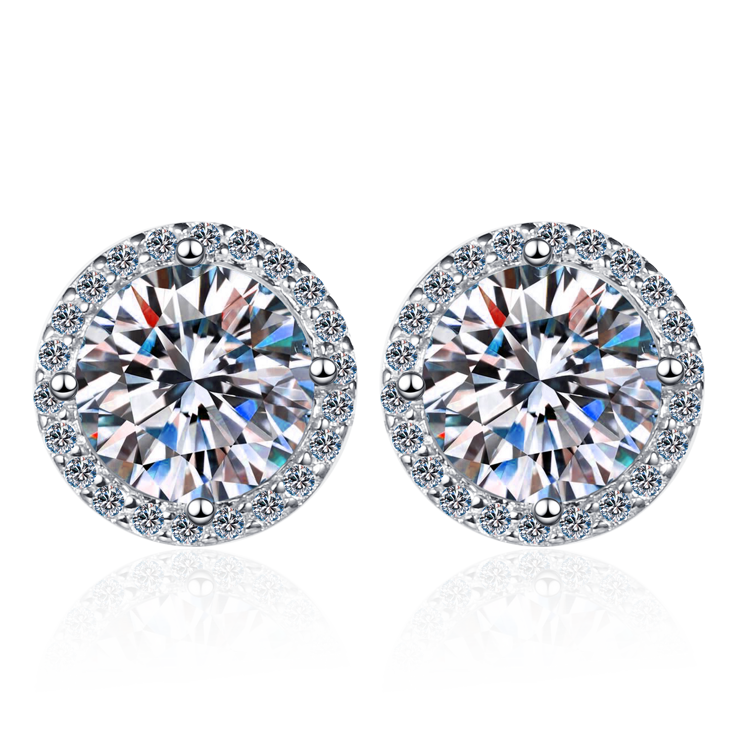 Ineffabe 1ct 2ct Real VVS1 D Color Moissanite Stud Earrings For Women White Gold 925 Sterling Silver Sparkling Wedding Jewelry