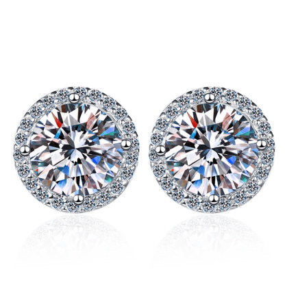 Ineffabe 1ct 2ct Real VVS1 D Color Moissanite Stud Earrings For Women White Gold 925 Sterling Silver Sparkling Wedding Jewelry