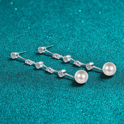 Cubic Moissanite and Pearl Drop Earring