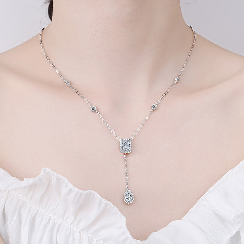 White Gold Moissanite Pendant Necklace For Women Jewelry