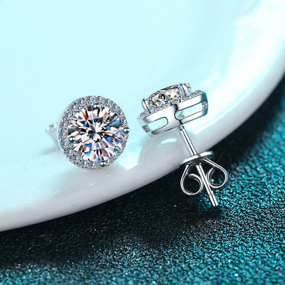 Ineffabe 1ct 2ct Real VVS1 D Color Moissanite Stud Earrings For Women White Gold 925 Sterling Silver Sparkling Wedding Jewelry