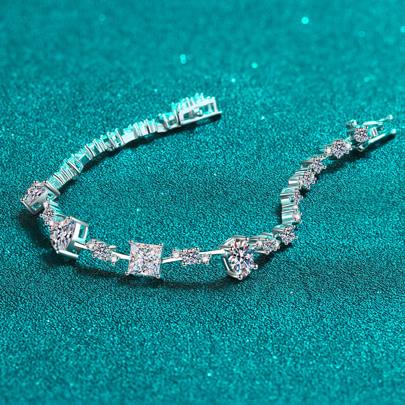 Heart Shape Cubic Zirconia/moissanite Tennis Bracelet For Women