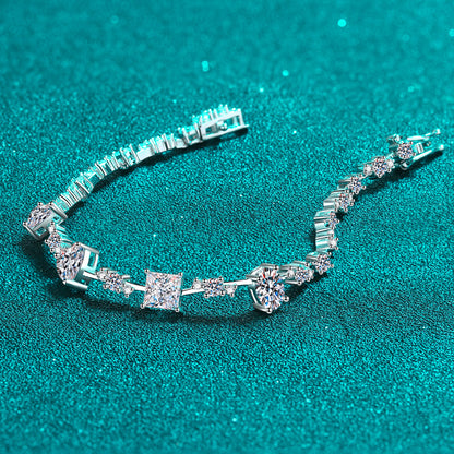 Heart Shape Cubic Zirconia/moissanite Tennis Bracelet For Women