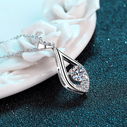 White Gold Moissanite Pendant Necklace Jewelry