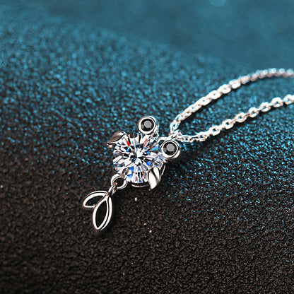 White Gold Moissanite Pendant Necklace For Women