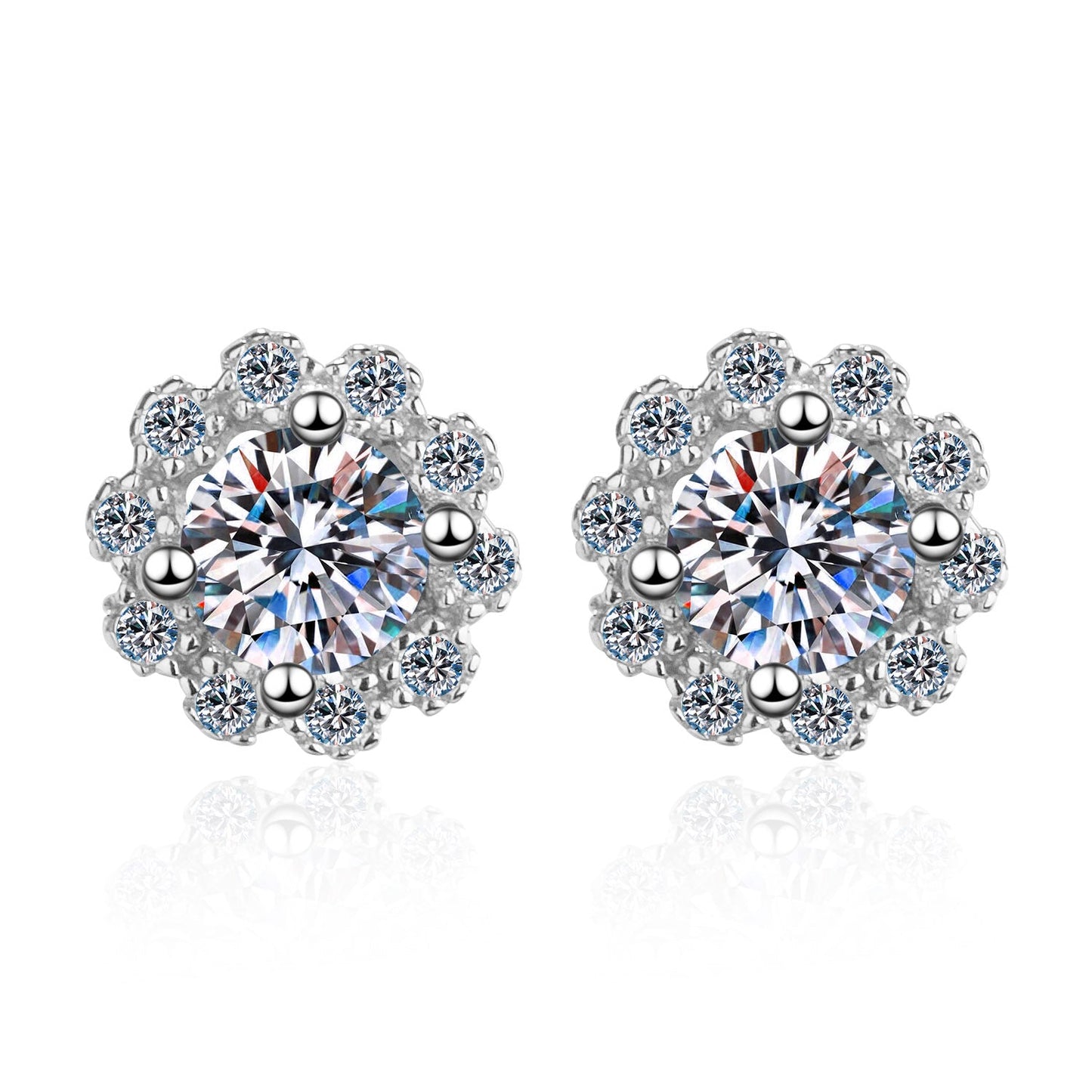 Moissanite Stud Earrings For Women Sterling Silver Sparkling Jewelry