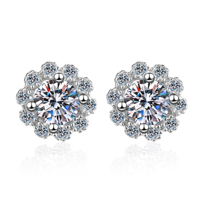 Moissanite Stud Earrings For Women Sterling Silver Sparkling Jewelry