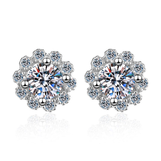 Moissanite Stud Earrings For Women Sterling Silver Sparkling Jewelry