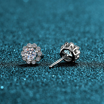 Moissanite Stud Earrings For Women Sterling Silver Sparkling Jewelry