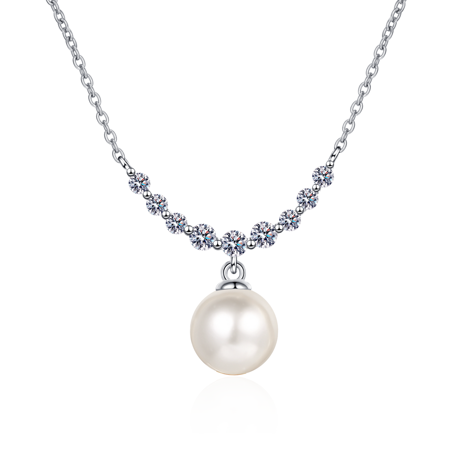 Freshwater Cultured Pearl Necklace Pendant With Moissanite