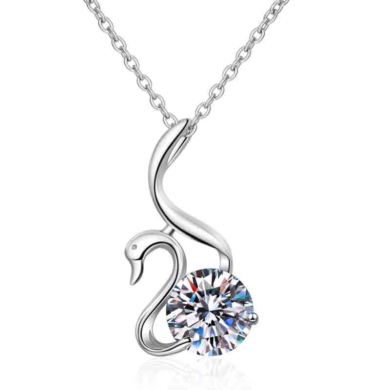 White Gold Moissanite Pendant Necklace Jewelry