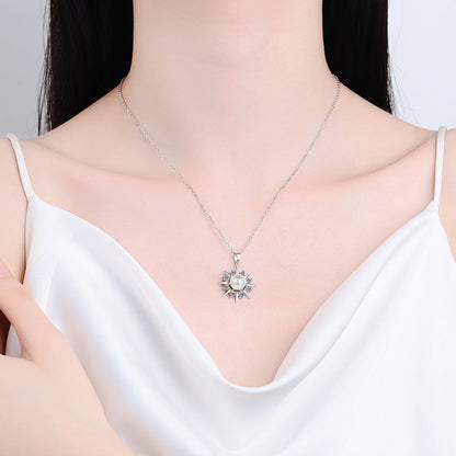 Pearl Bright Sun Shaped Pendant Necklacefor Women