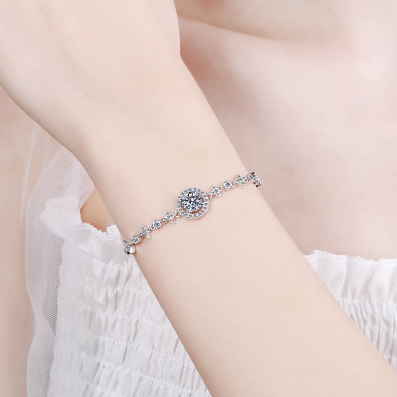 White Gold Moissanite Women Bracelet