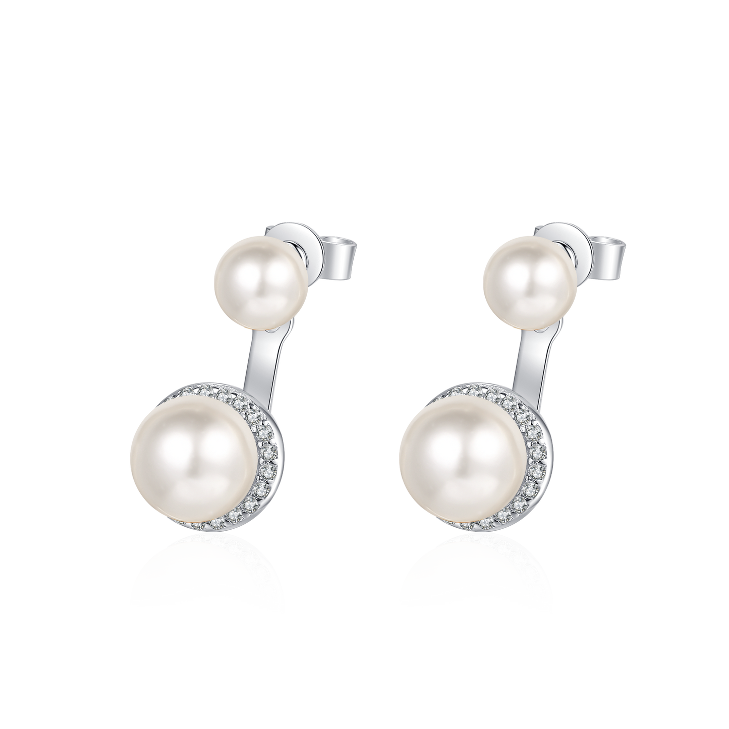 Freshwater Cultured Pearl Stud Earring Moissanite